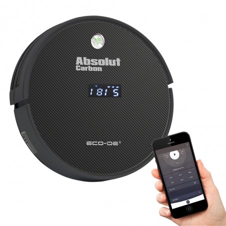 ECODE® ROBOT VACUUM CLEANER ABSOLUT CARBON. VACUUMS, SWEEPS AND MOPS, PROGRAMMABLE, MOPS, 7 CLEANING MODES, BLACK HEPA FILTER